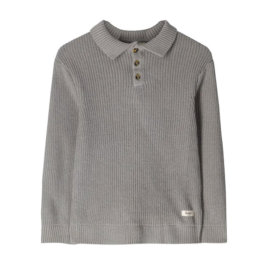 Knitted polo pullover Neas - greyish blue