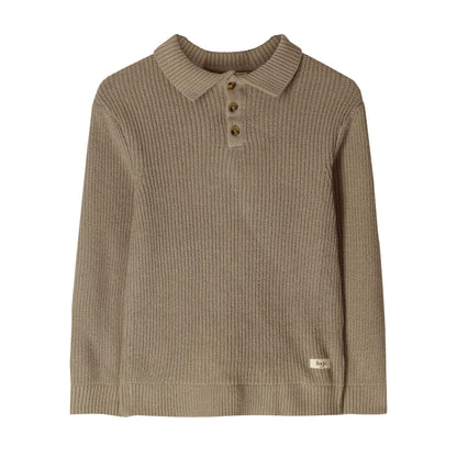 Knitted polo pullover Neas - peanut