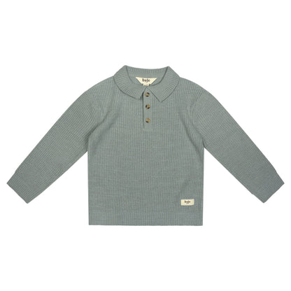 Knitted polo pullover Neas ~ greyish blue