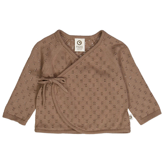 Müsli - knitted cardigan with cross closure - walnut