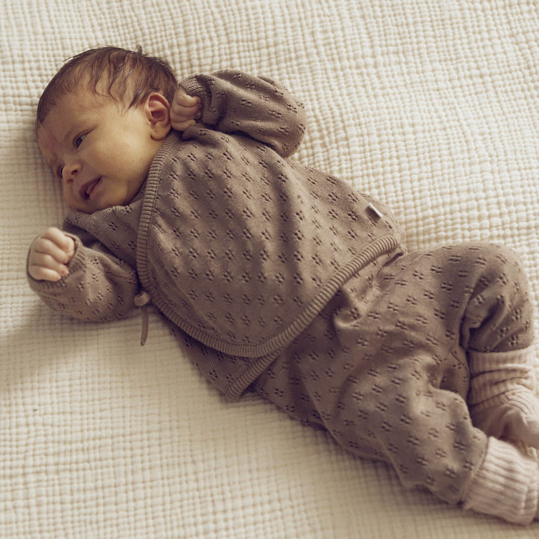 Müsli - knitted cardigan with cross closure - walnut