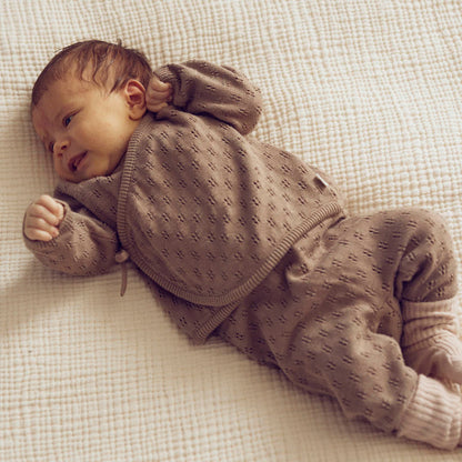 Müsli - knitted cardigan with cross closure - walnut