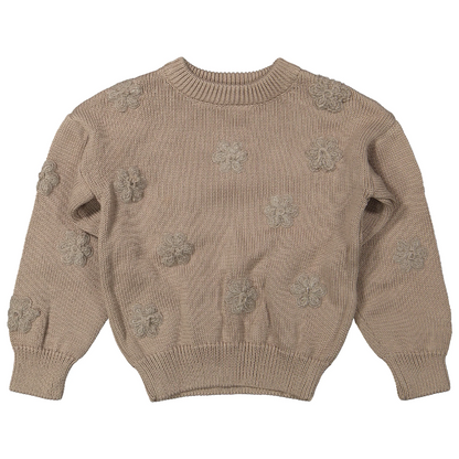 Two You Label - knitted flower jumper Noah - brown