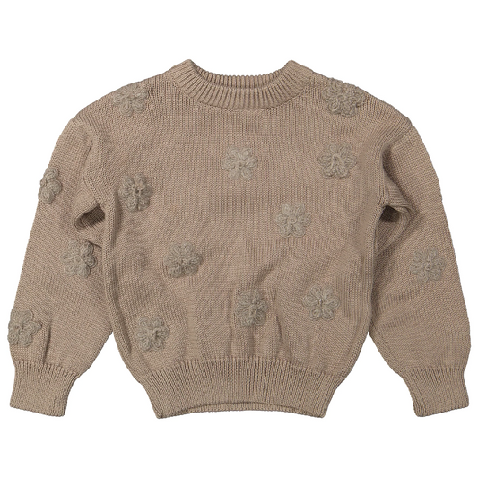 Two You Label - knitted flower jumper Noah - brown