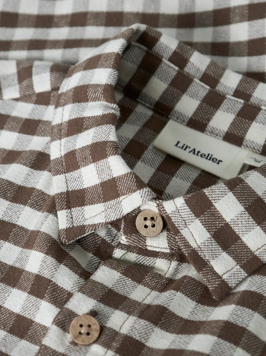 Lil'Atelier - gingham blouse Noki - teak brown
