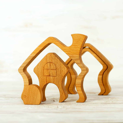 Houten puzzel huis