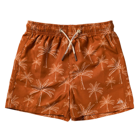 Salted Stories - swim shorts Palms - bombay brown