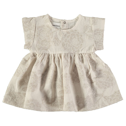 Pequeno Tocon - jacquard flower summer dress - tostado beige