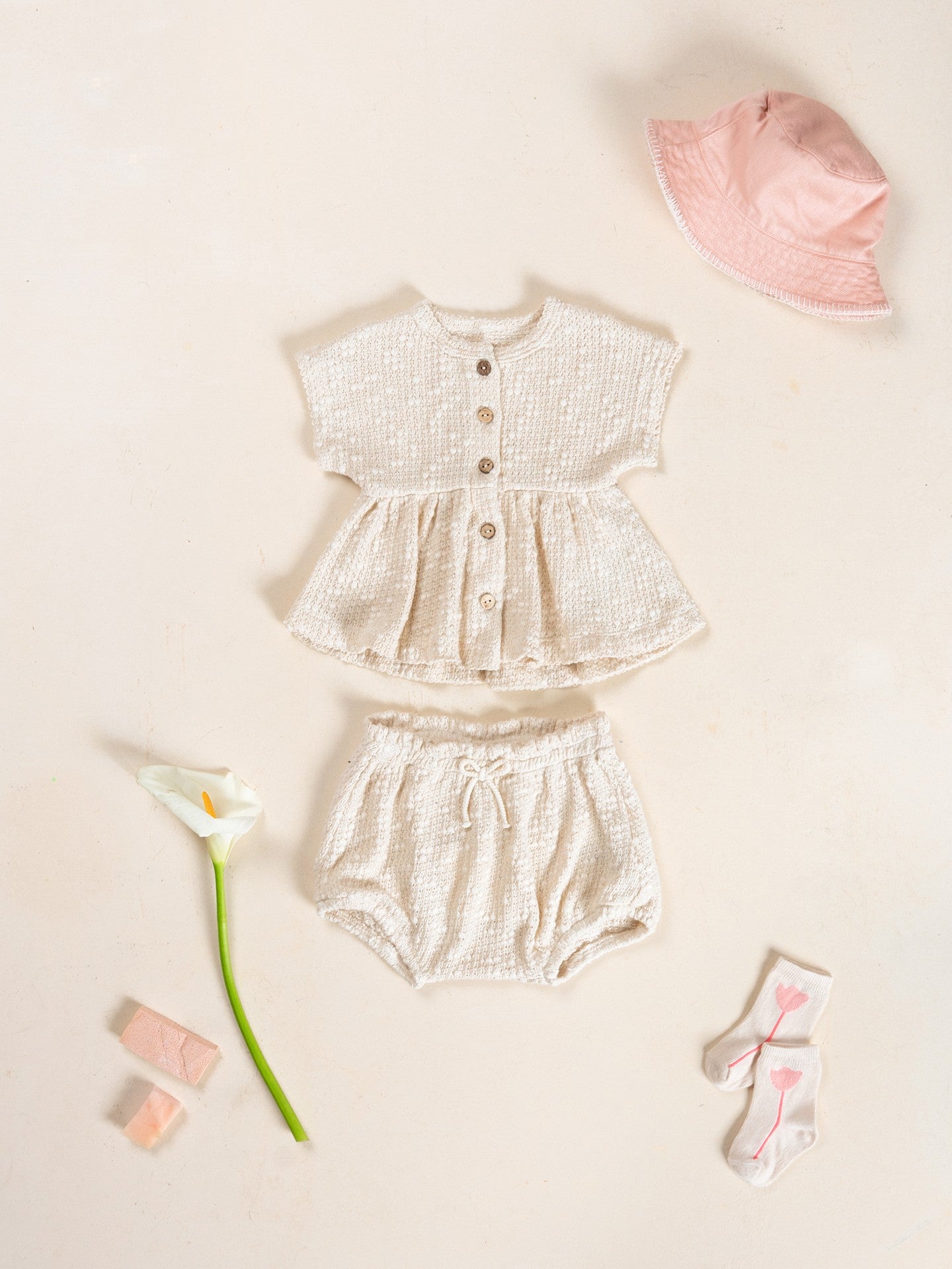 Play Up - embellished piqué bloomer - bio resin ecru