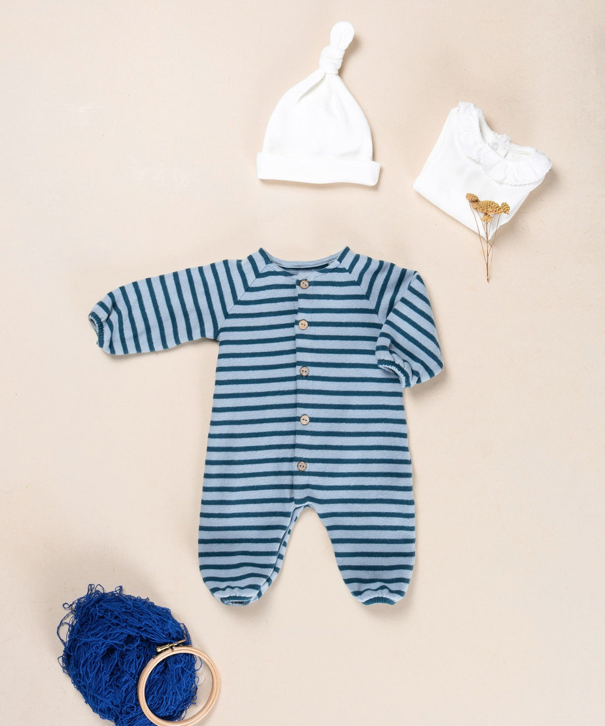 Play Up - jersey jumpsuit - cyanotype stripe