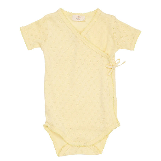 Copenhagen Colors - pointelle heart crossover body - pale yellow