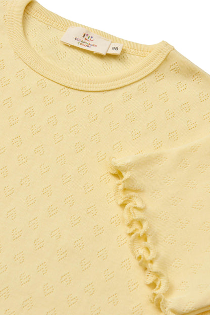 Copenhagen Colors - pointelle heart tee - pale yellow