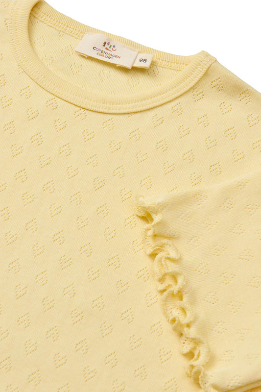 Copenhagen Colors - pointelle heart tee - pale yellow