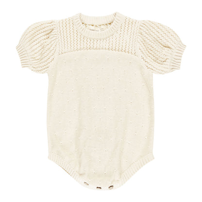 Quincy Mae - pointelle knit romper - natural cream