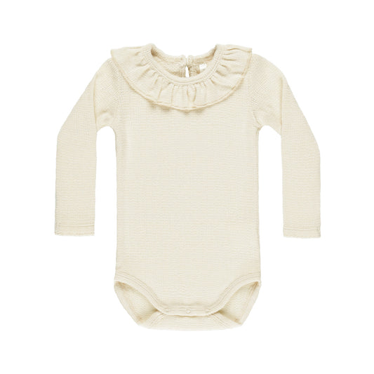 Ruffle collar bodysuit natural