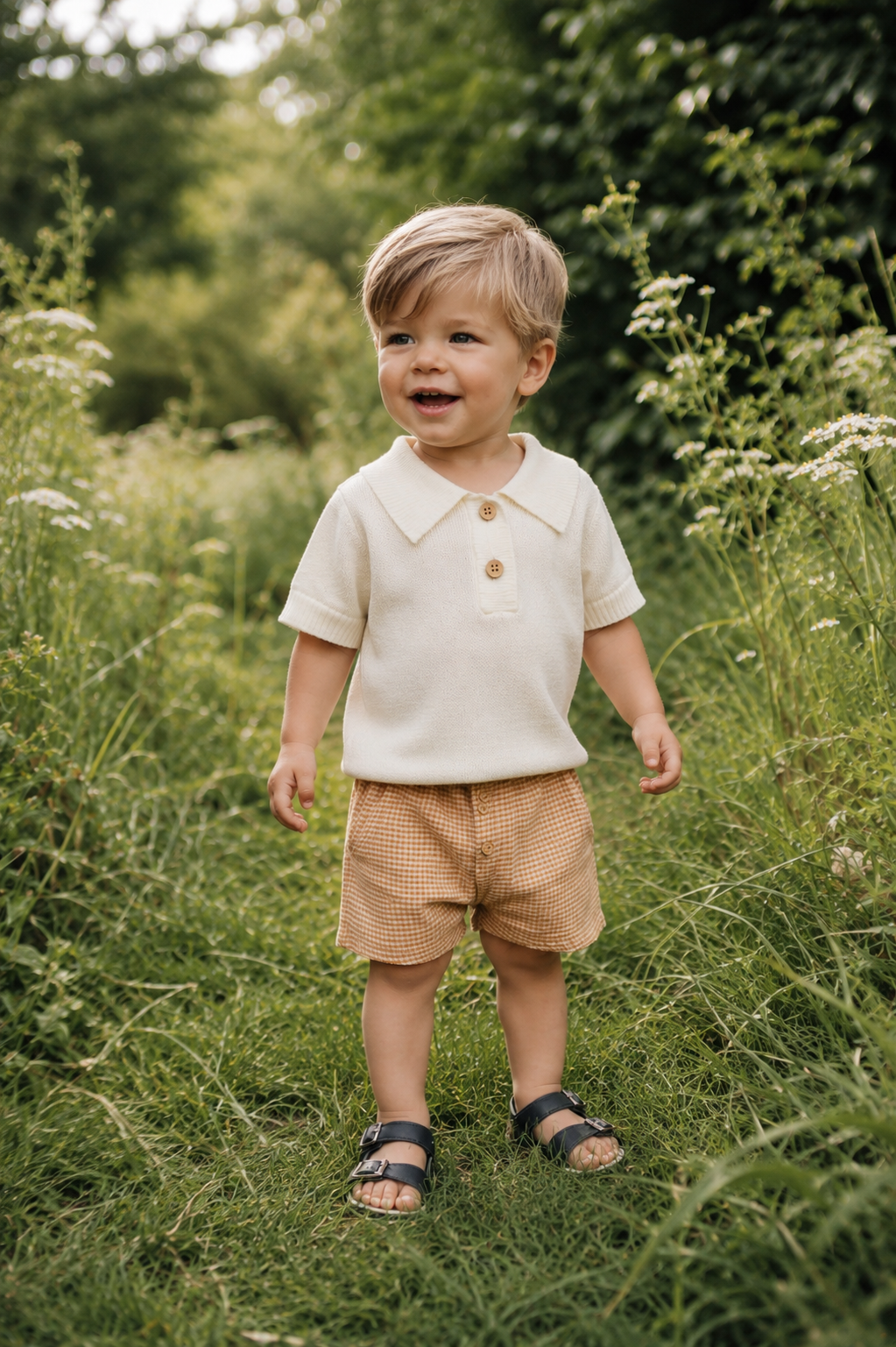 Lil'Atelier - knitted polo baby - coconut milk