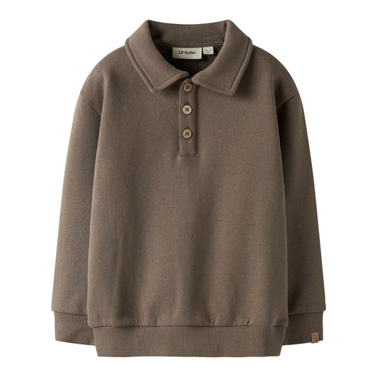 Lil'Atelier - polo sweatshirt - shitake brown