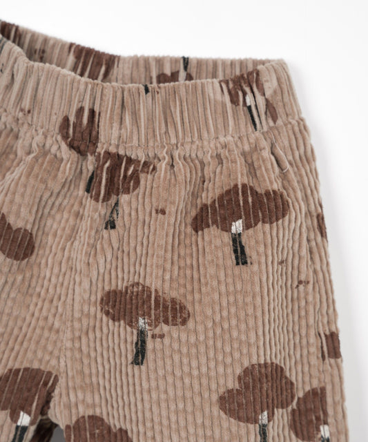 Play Up - corduroy pants with print - beige/brown