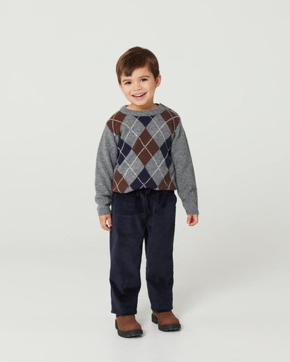 Copenhagen Colors - argyle knitted pullover - grey comb