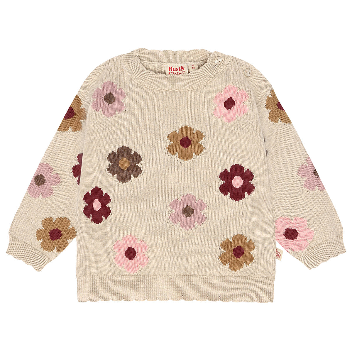 Hust & Claire - sweater Pulse - beige melange flower