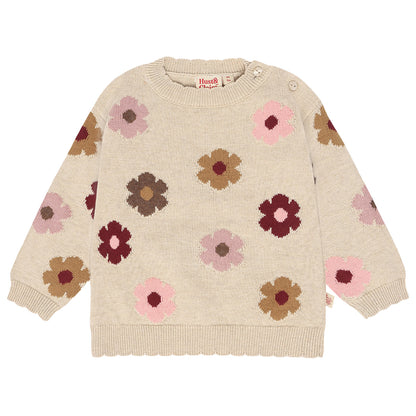 Hust & Claire - sweater Pulse - beige melange flower