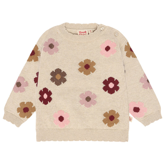 Hust & Claire - sweater Pulse - beige melange flower