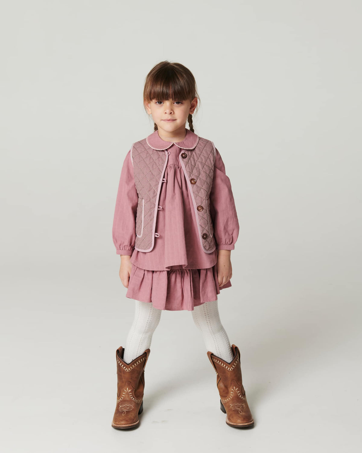 Copenhagen Colors - checkered quilted vest - winter rose