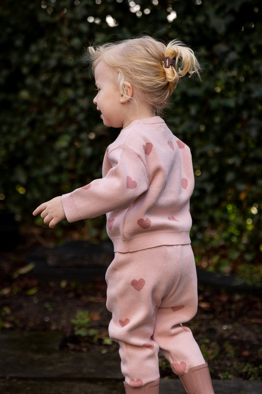 Quincy Mae - knit pants hearts - bubblegum pink