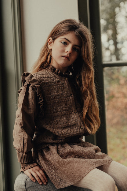 Baje Studio - tule flower skirt Fey - brown cacao