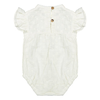 Romper Lisa ~ woven white embroidery