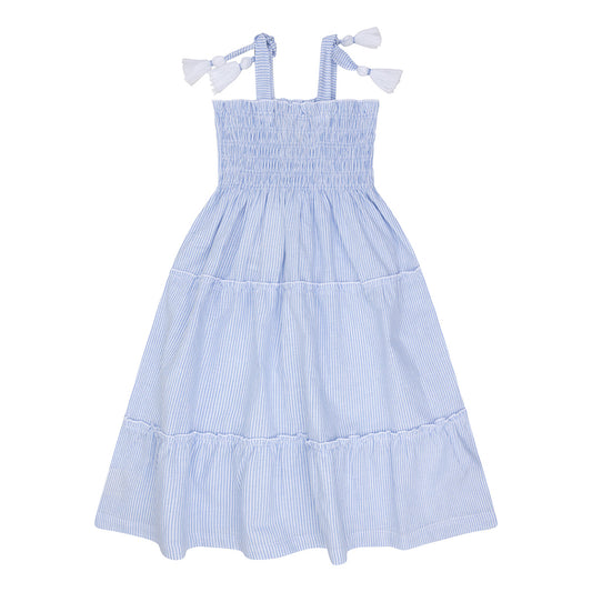 Ruffle dress - blue stripe