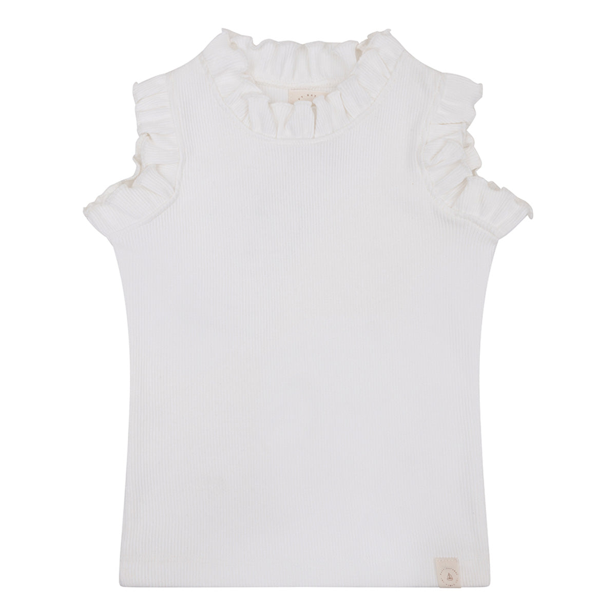 Ruffle rib top - white