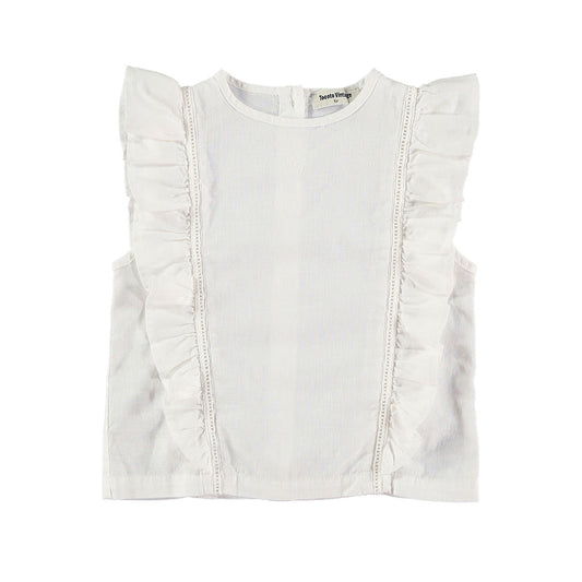 Ruffled blouse sleeveless ~ offwhite