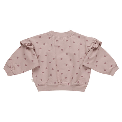 Ruffle sweatshirt polka dots ~ mauve