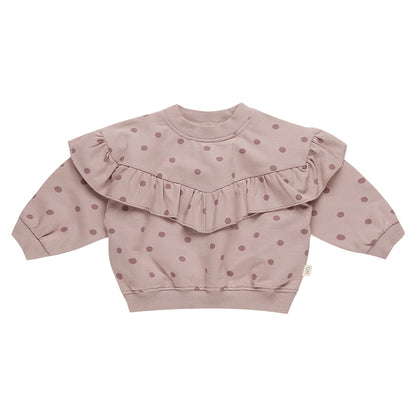 Ruffle sweatshirt polka dots ~ mauve