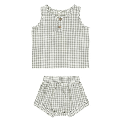 Rylee + Cru - baby tank set - eucalyptus gingham