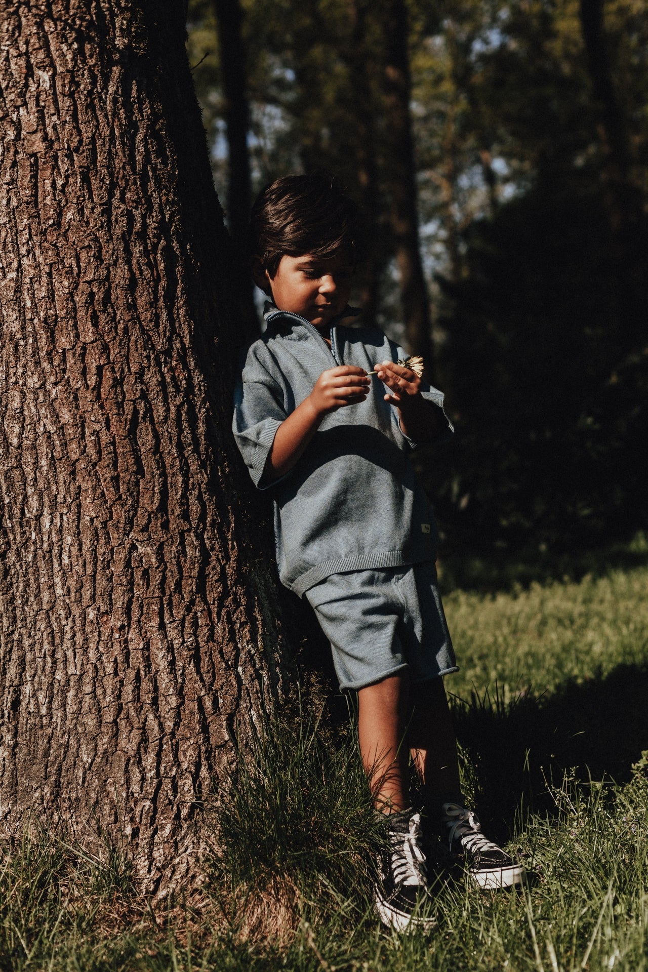 Baje Studio - knitted zipper polo Fayon - blue sea