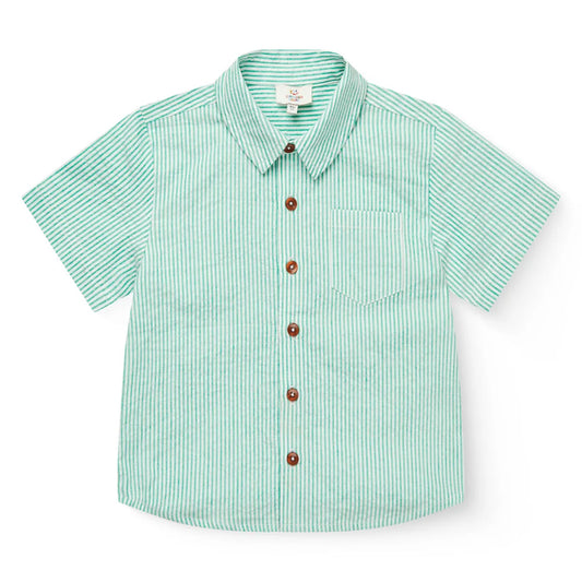Copenhagen Colors - seersucker blouse - sharp green stripe