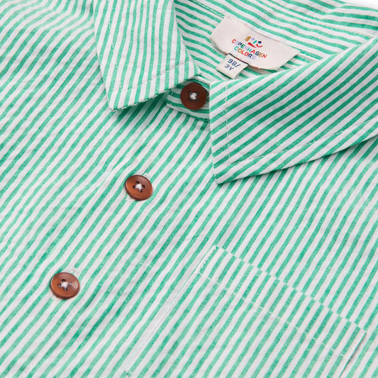 Copenhagen Colors - seersucker blouse - sharp green stripe