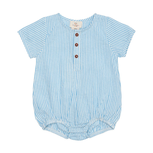 Seersucker romper stripe ~ sky blue