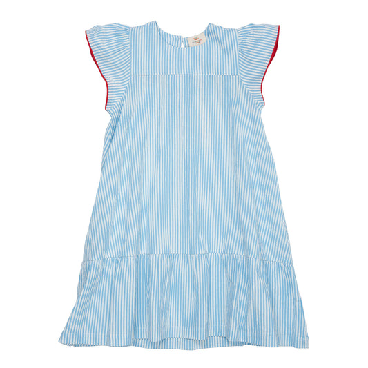 Seersucker dress stripe ~ sky blue