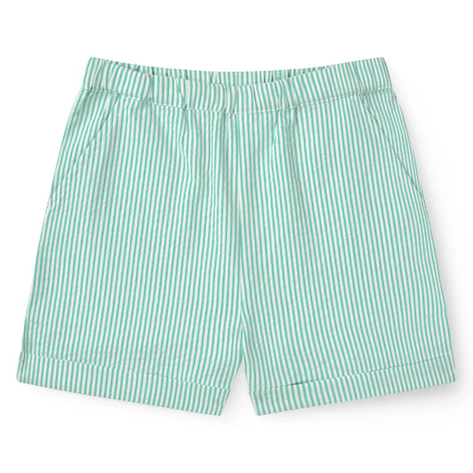 Copenhagen Colors - sporty seersucker shorts - sharp green stripe