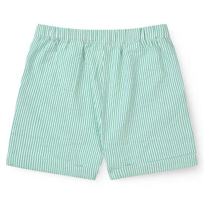 Copenhagen Colors - sporty seersucker shorts - sharp green stripe