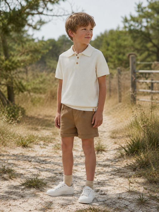 Lil'Atelier - twill shorts regular fit - shitake brown