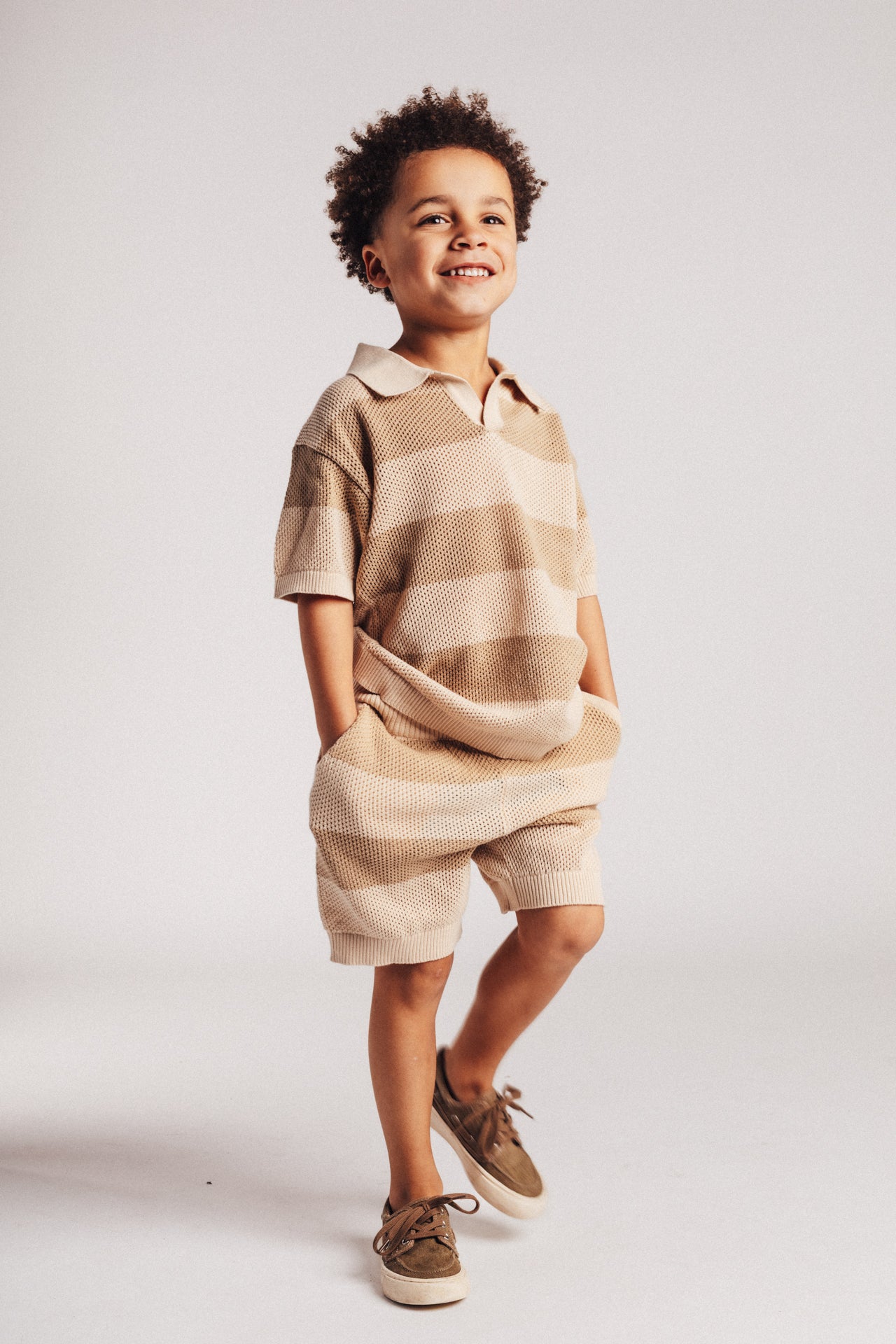 Baje Studio - knitted short Seth - taupe stripe