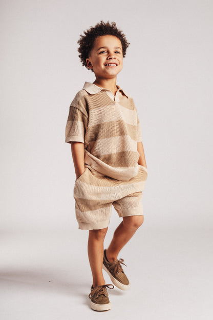 Baje Studio - knitted short Seth - taupe stripe