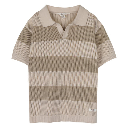 Baje Studio - knitted polo Sev - taupe stripe