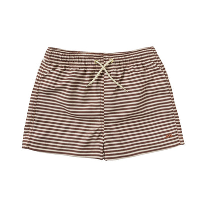 Salted Stories - swim shorts Shawn - carob brown stripe