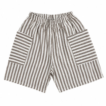 Korean Brands - breeze stripe shorts - taupe stripe