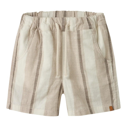 Lil'Atelier - woven shorts - coconut milk stripe